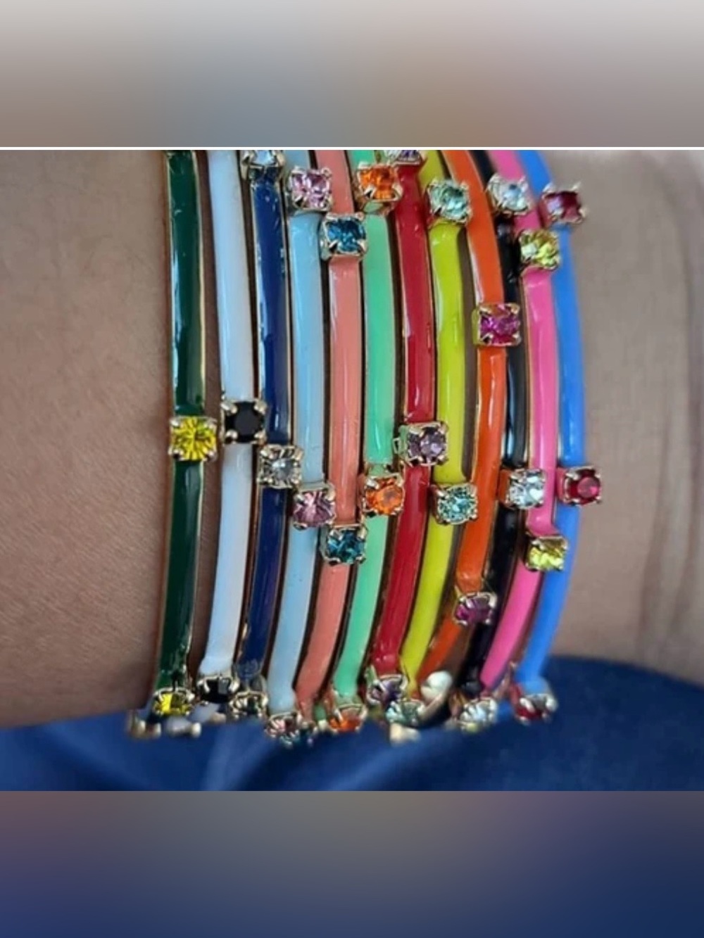 TOVA Cuff Handpainted enamel with crystal accents. Light weight - set of 8 cuffs